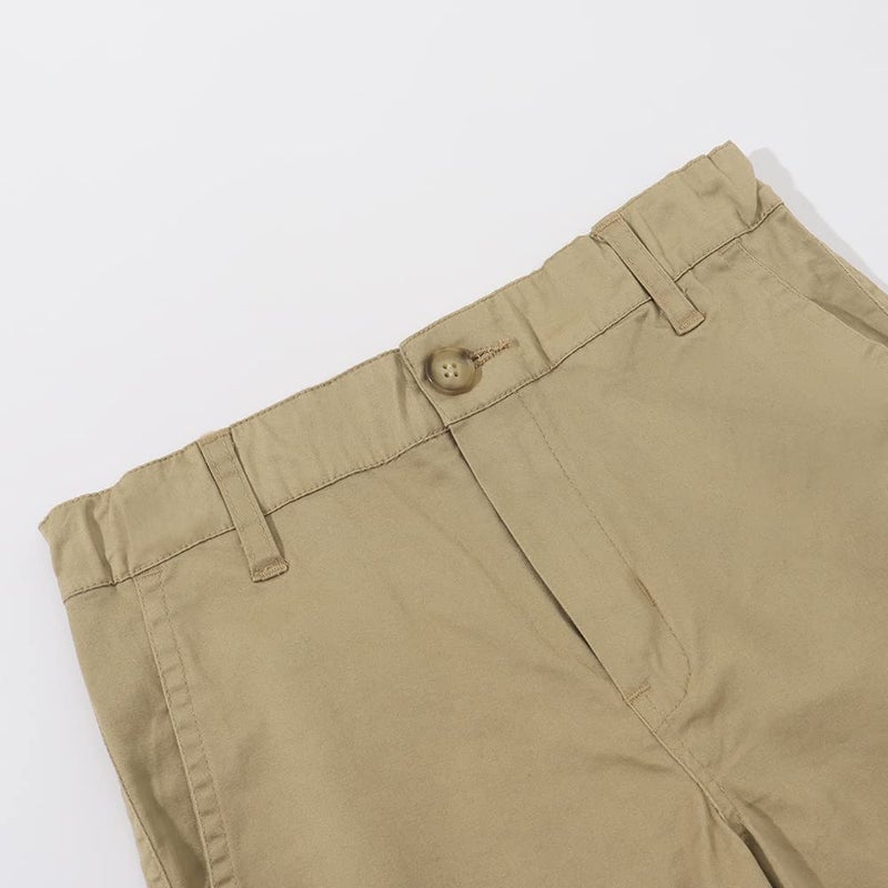Spring&Gege Boys' Cotton Twill Flat Front Uniform Stretch Chino Shorts, Khaki, 11-12 Years - Image 3